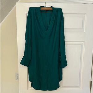 Banana Republic Teal V-Neck Long Sleeve Dress